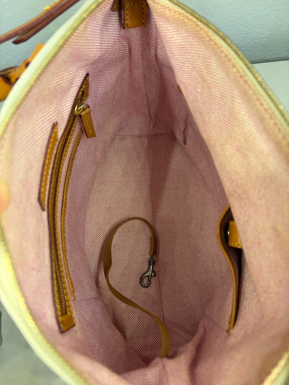 Dooney & Bourke White and Tan Leather Satchel Shoulder/ CrossBody - Picture 12 of 14